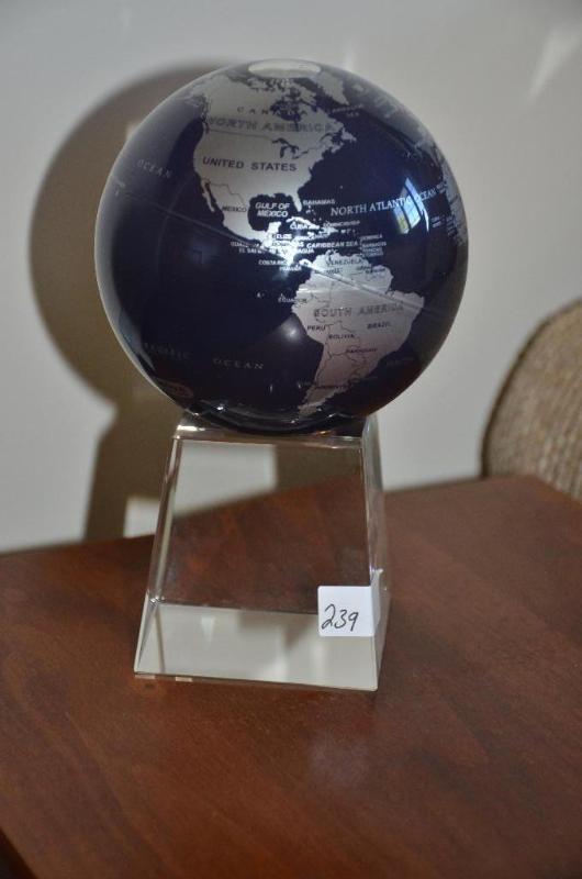 lot 239 image: Blue Globe on Crystal base....
