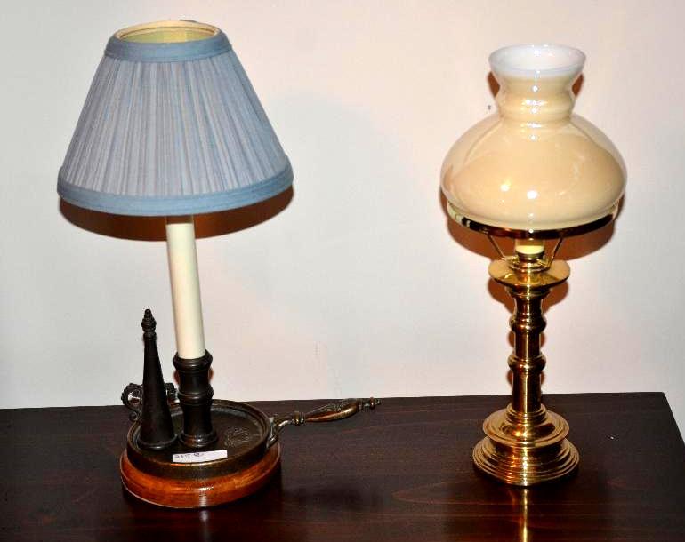 lot 269 image: Novelty Desk Candle Stick Lamp Base with Blue...