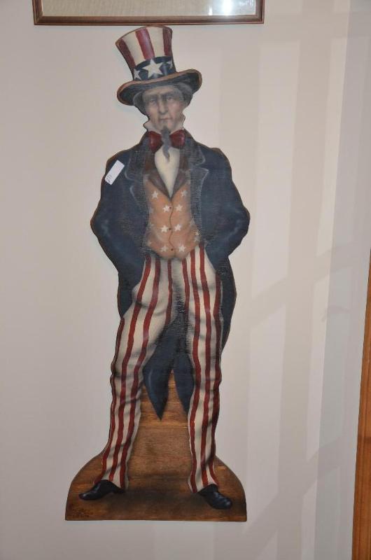 lot 271 image: Wooden Uncle Sam 40" tall - wall hanging...