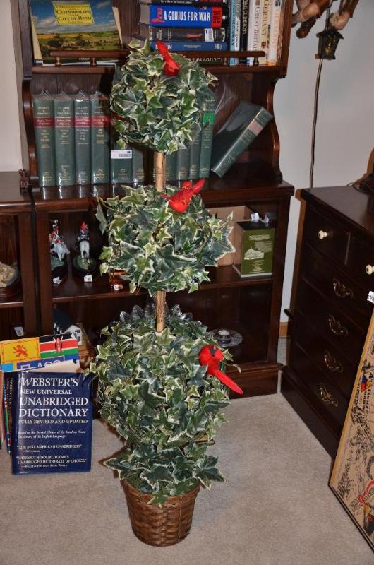 lot 272 image: Green Silk Topiary with Red Birds....