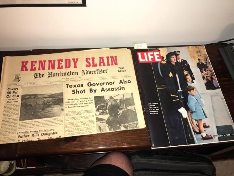 lot 300 image: John Kennedy Life magazine and newspaper...