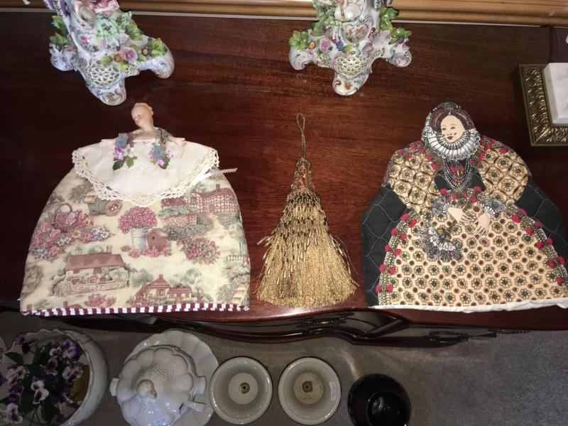 lot 301 image: Lot of 2 cloth dolls, one with a porcelain he...