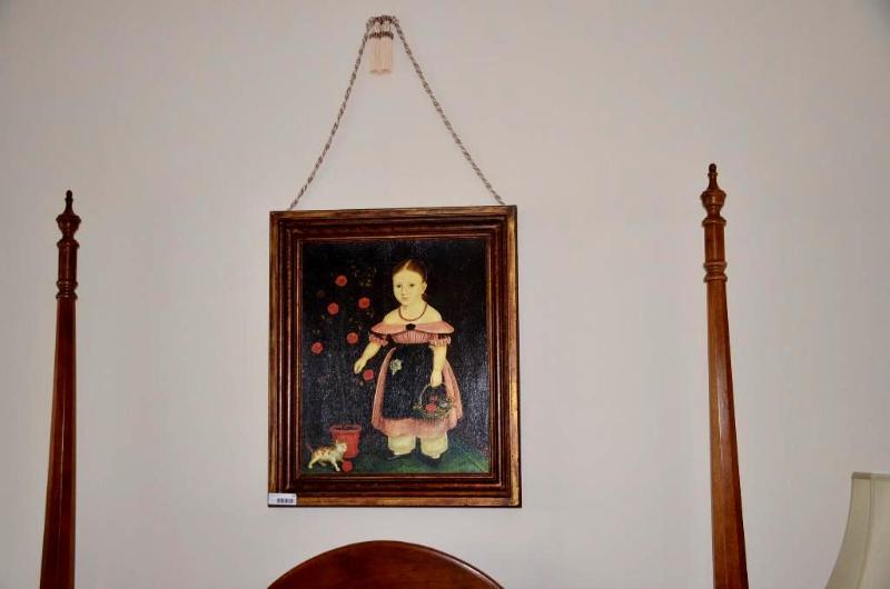 lot 77 image: Primitive Little Girl in Lavender with Kitten...