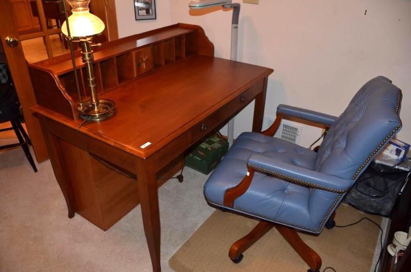 lot 9 image: Beautiful desk with bookshelf and credenza. A...
