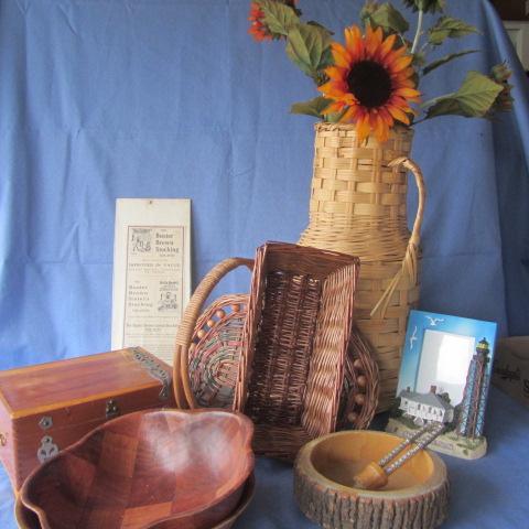 Baskets, Wooden Chest, Flowers