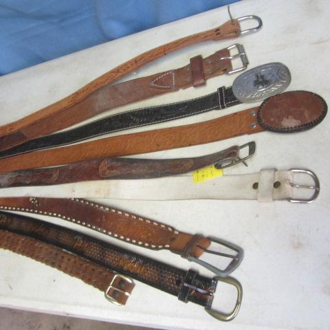 lot 156 image: Tooled Leather Belts, Buckles