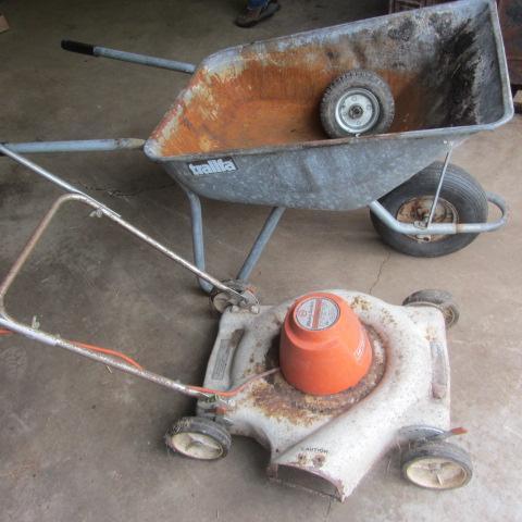 lot 165 image: Wheelbarrow, Electric Mower