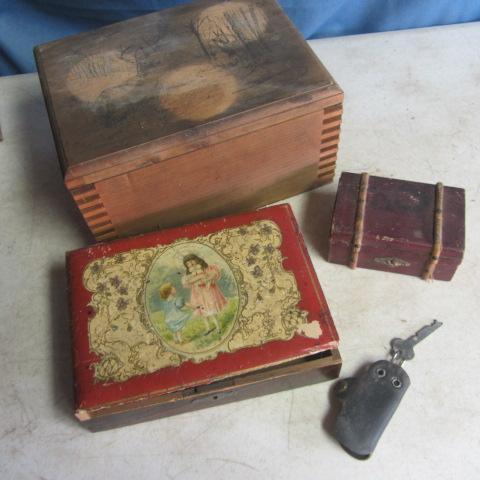 lot 212 image: Wood Cigar Box & Trinket Boxes