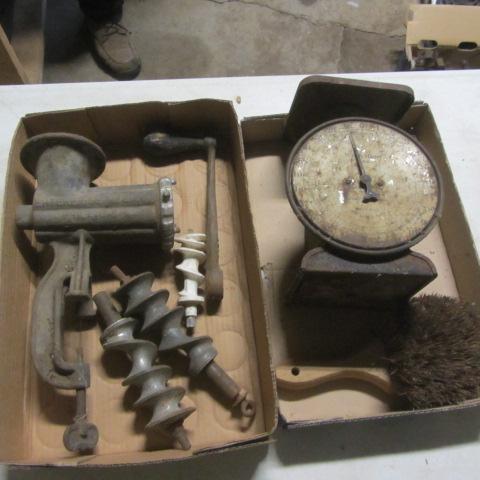 lot 228 image: Food Grinder, Scale, Brush