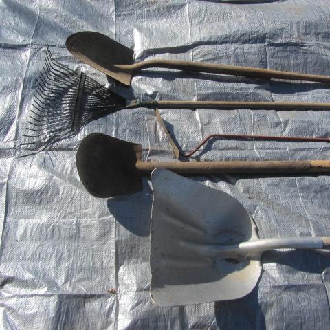 lot 47 image: Shovels, Rake, Weed Cutter