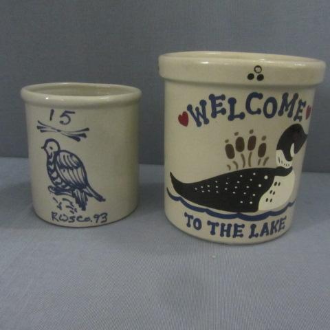 lot 160 image: Red Wing Crock, Roseville Spooner