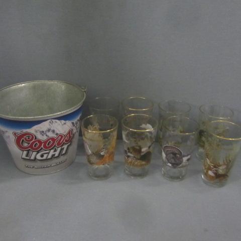 lot 186 image: Budweiser Glasses, Coors Bucket