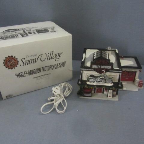 lot 344 image: Dept 56 & Harley Cycle Shop