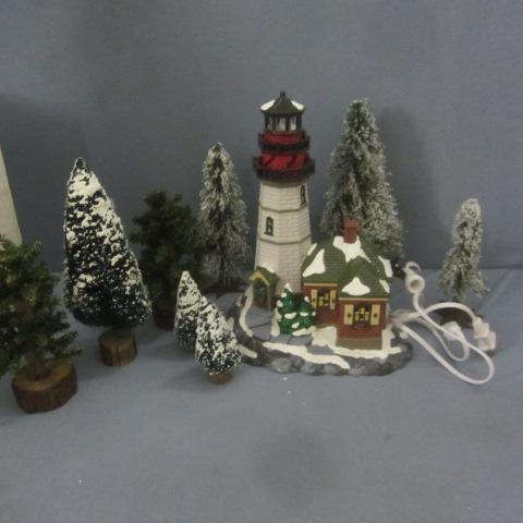 lot 346 image: Dept 56 Christmas Cove Lighthouse, Trees