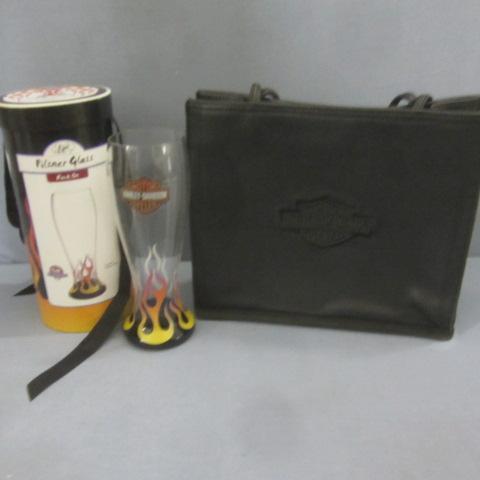 lot 47 image: Harley Glasses & Leather Handbag