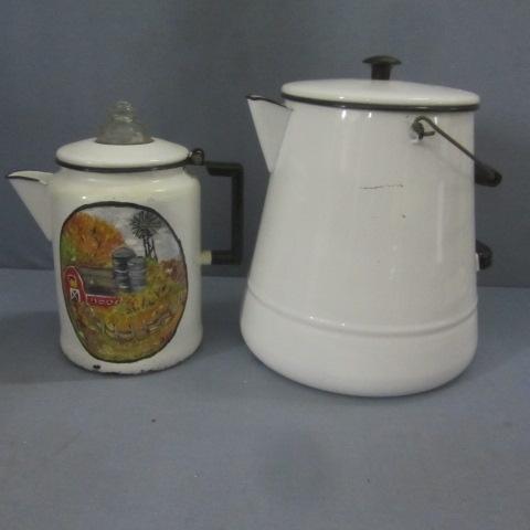 lot 88 image: Enamel Coffee Pots
