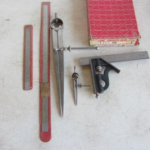 lot 117 image: Starrett Combo Square, Compass & Rulers
