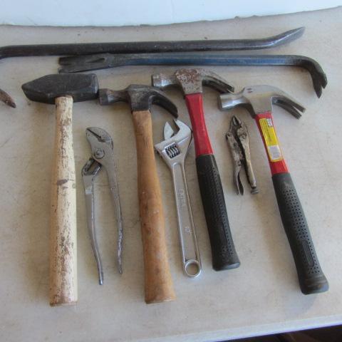 lot 158 image: Hammers, Pliers, Pry Bar