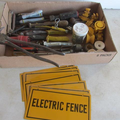 lot 183 image: Electric Fence Signs, Fencing Pliers