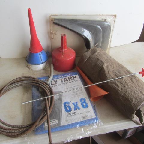 lot 244 image: Tarps, Sewer Snake, Flash Guards