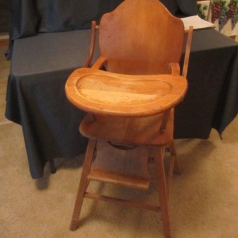 lot 37 image: Wooden High Chair