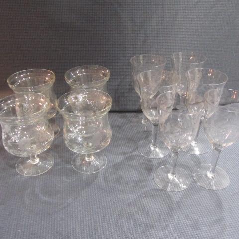 lot 373 image: Shrimp Cocktail & Wine Glasses