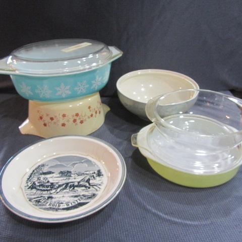 lot 379 image: Pyrex Casseroles, C&I Pie Plate