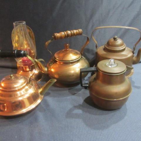 lot 412 image: Copper Teapots, Candle Holder