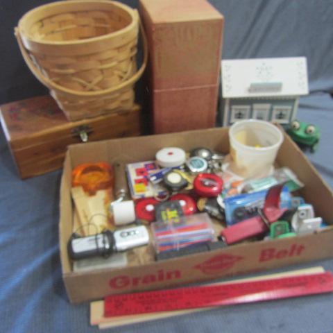 lot 450 image: Cedar Box, Corn Holder, Tape Measures