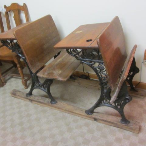 lot 539 image: Antique School Desks