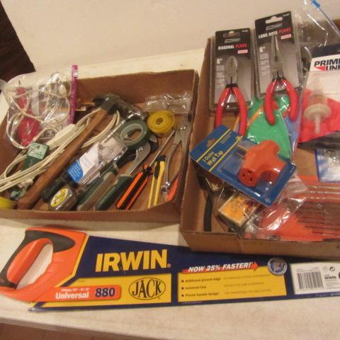 lot 557 image: New Saw, Pliers, Drill Bits