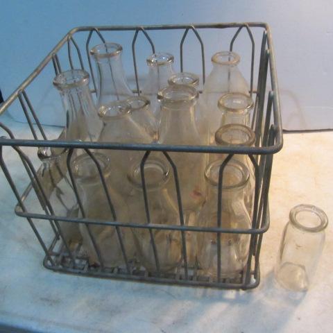 lot 134 image: Metal Milk Crate & Bottles