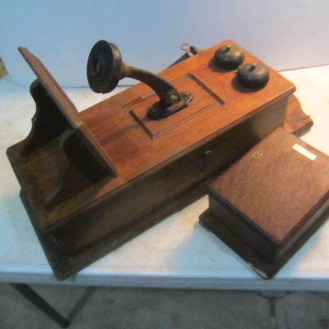 lot 151 image: Antique Oak Wall Phone