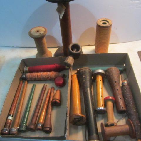 lot 158 image: Antique Wood Bobbins