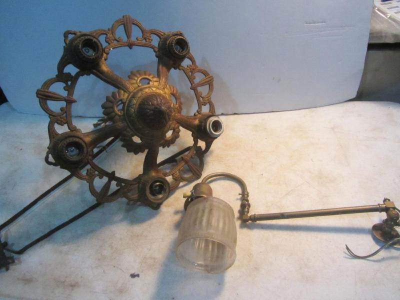 lot 220 image: Art Deco Ceiling Fixture, Gas Lamp