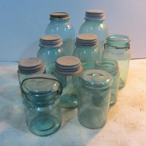 lot 225 image: Blue Canning Jars