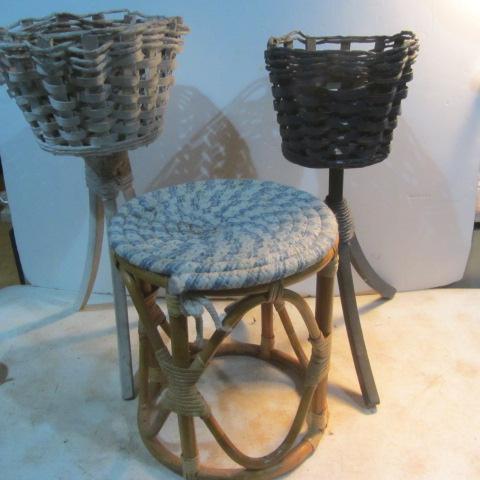 lot 241 image: Rattan Stool, Plant Stands