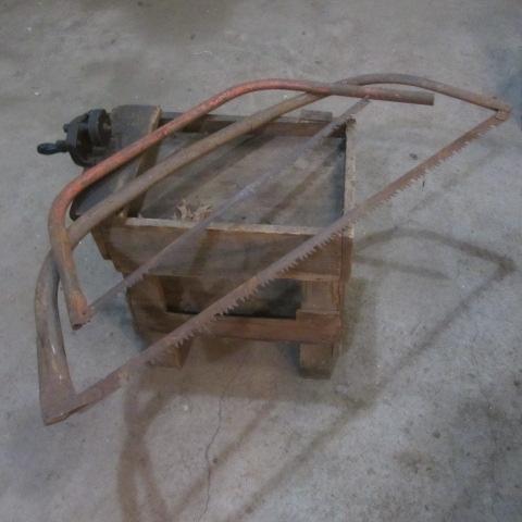 lot 259 image: Primitive Wood Table, Saws