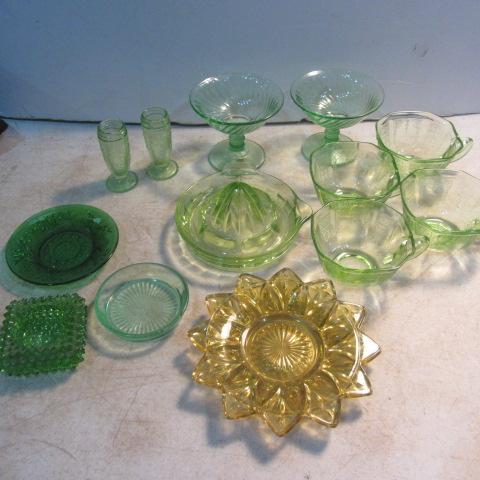 lot 272 image: Green Depression Glassware