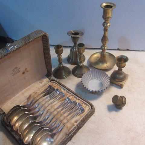 lot 273 image: Sterling Spoons, Brass, Sandbakel Tins