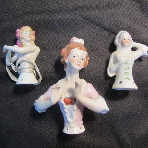lot 282 image: Fancy Porcelain Pin Cushion Half Dolls