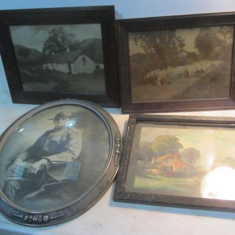 lot 292 image: Oval Dome Frame, Pastoral Prints