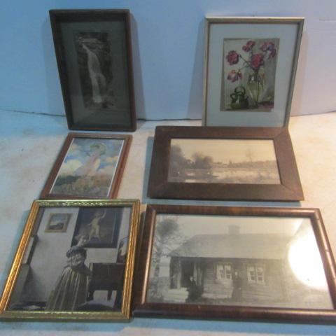 lot 299 image: Antique Log Cabin Photo, Waterfall