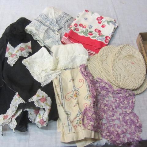 lot 335 image: Fancy Apron & Doilies