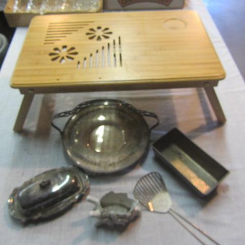 lot 350 image: Bed Tray, Silver-Plate, Wheelbarrow