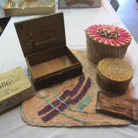 lot 360 image: Cigar Boxes, Sewing Baskets, Leather Wallet