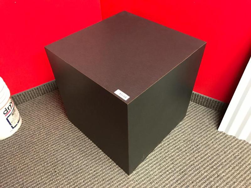 lot 101 image: 24" square cube, accent table finished o...