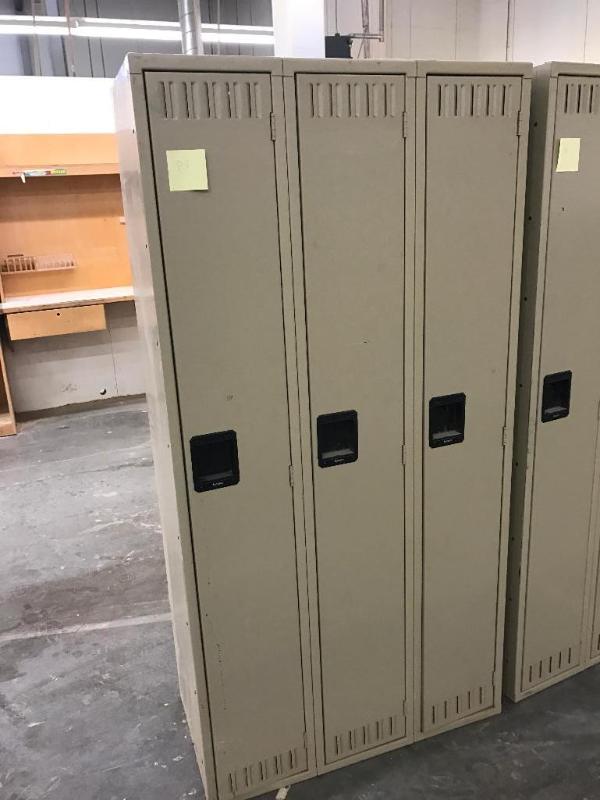 lot 10A image: 3- Door Tensco Lockers.   Total Dimensio...