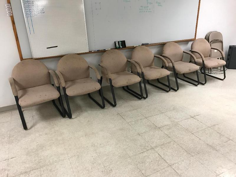 lot 115 image: (6) fabricmetal office chairs. These need a ...