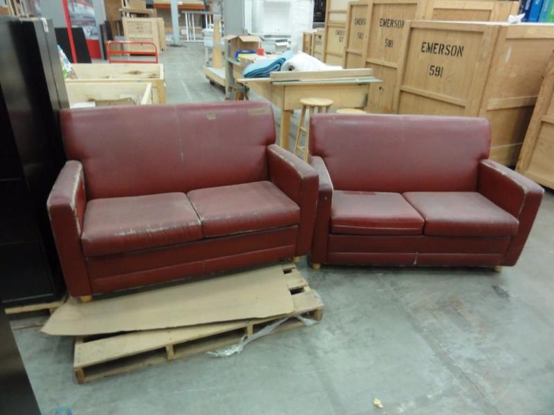 lot 120 image: (2) Cartright&nbspmatching love seats. Faux ...